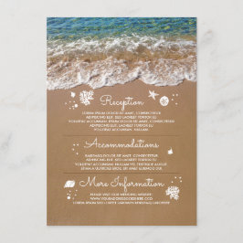 Cartão De Informações Informações de Casamento com Ondas do Mar Azul e P