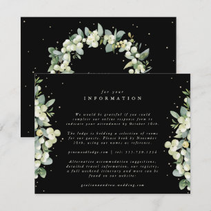 Cartão De Informações Informações de Casamento com Snowberry Preto + Euc