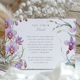 Cartão De Informações Informações de Casamento da Orquídea Vintage