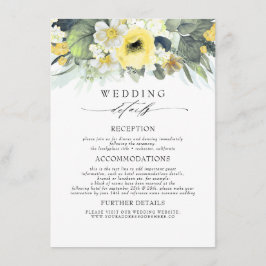 Cartão De Informações Informações de Casamento das Flores Amarelas