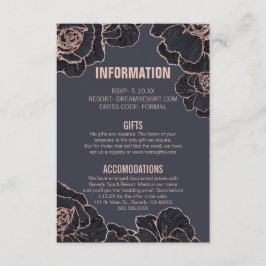 Cartão De Informações Informações de Casamento em Rosa Dourado e Flores 