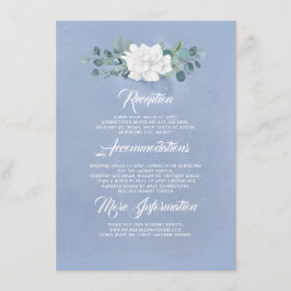 Cartão De Informações Informações de Casamento Floral em Azul Empolado p