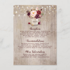 Cartão De Informações Informações de casamento floral rústico em Borgonh