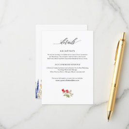 Cartão De Informações Informações de Casamento Manuscrito das Flores do 