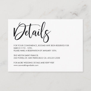 Cartão De Informações Informações de Casamento Minimalista Elegante Mode