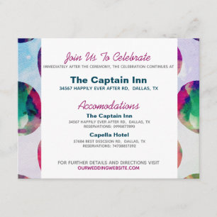 Cartão De Informações Informações de Casamento Rosa em Aquarela Boho Abs