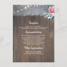 Cartão De Informações Informações de Casamento Rústico em Azul Empoeirad