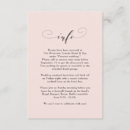 Cartão De Informações Informações de casamento simples e elegante cor-de