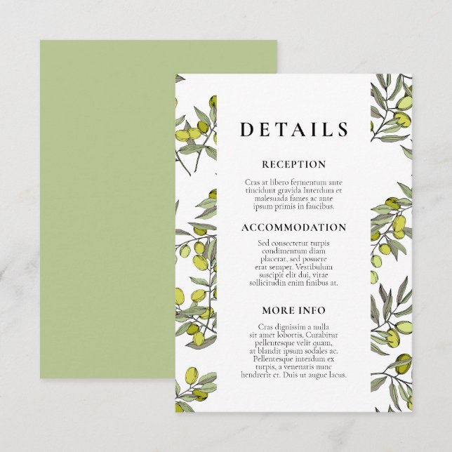 Cartão De Informações Informações de convidado de casamento do padrão de (Frente/Verso)