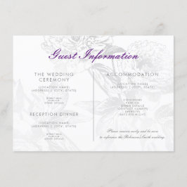 Cartão De Informações Informações de Convidado de Casamento Roxo Prata F
