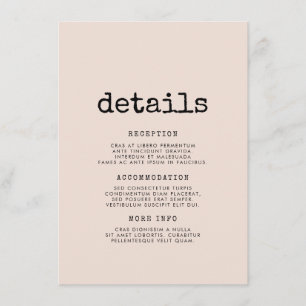 Cartão De Informações Informações de convidado para máquinas de escrever