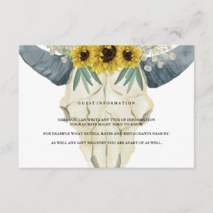 Cartão De Informações Informações de convidado sobre Sunflower e Bull Wa