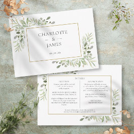 Cartão De Informações Informações de Detalhes de Casamento com Vegetação