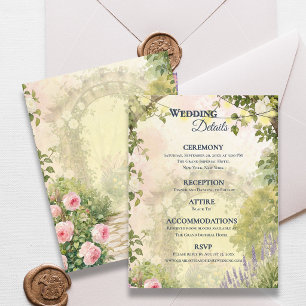 Cartão De Informações Informações de Detalhes de Casamento Floral de Jar