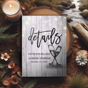 Cartão De Informações Informações de Detalhes do Casamento Copos de Cham