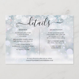 Cartão De Informações Informações de Detalhes do Casamento Flocos de Nev
