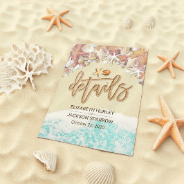 Cartão De Informações Informações Detalhadas do Casamento Estrela do Mar