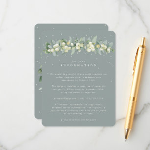Cartão De Informações Informações do Casamento com Guirlanda de Verde + 