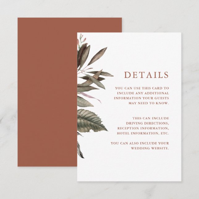 Cartão De Informações Informações do Convidado do Terracotta (Frente/Verso)