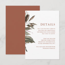 Cartão De Informações Informações do Convidado do Terracotta