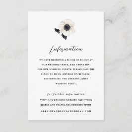 Cartão De Informações Informações do Hotel Flor de Anêmona Branca Casame