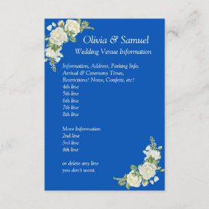 Cartão De Informações Informações do Local de Casamento - Cobalto Azul e