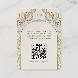 Cartão De Informações Informações do Site de Casamento com QR Code Inclu