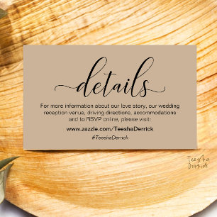 Cartão De Informações Informações e Detalhes de Casamento Minimalista Cl