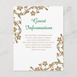Cartão De Informações Informações para Convidados do Casamento Esmeralda