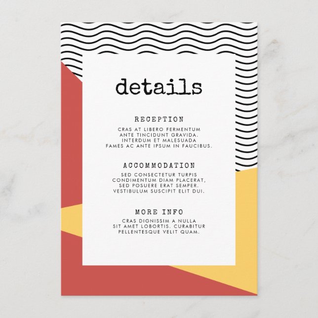 Cartão De Informações Informações para convidados em estilo pop art Memp (Frente)