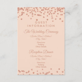 Cartão De Informações Informações para Convidados Rose Gold Glitter Conf