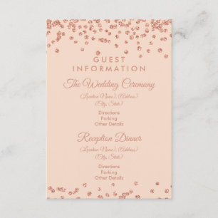 Cartão De Informações Informações para Convidados Rose Gold Glitter Conf