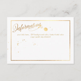 Cartão De Informações Informações PixDezines Deslumbrantes/Faux Dourado
