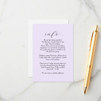 Cartão De Informações Informações simples sobre casamento lilás