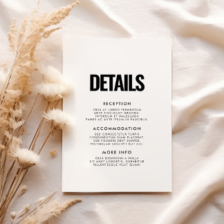 Cartão De Informações Informações simples sobre convidados de casamento