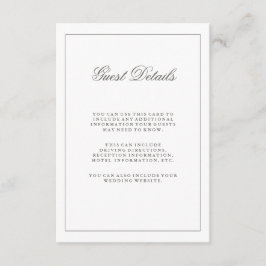 Cartão De Informações Informações simples sobre o convidado de casamento