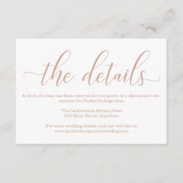 Cartão De Informações Informações sobre caligrafia Elegante Dourada rosa