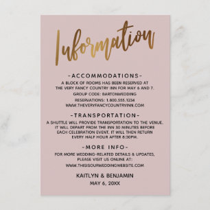 Cartão De Informações Informações sobre Casamento com Dusty Rosa de Ca