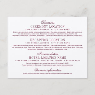 Cartão De Informações Informações sobre Casamento de Elegante Vermelho M