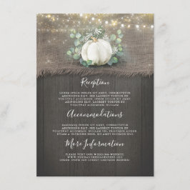 Cartão De Informações Informações sobre Casamento de Pumpkin Branco Russ