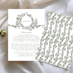 Cartão De Informações Informações sobre Casamento Elegante Verde do Clas