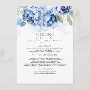 Cartão De Informações Informações sobre Casamento Floral de Dusty Blue e