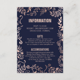 Cartão De Informações Informações sobre Casamento Floral do Rosa Azul Do