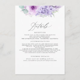 Cartão De Informações Informações sobre Casamento Floral Dusty Purple