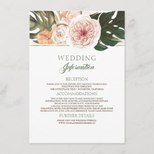 Cartão De Informações Informações sobre Casamento Tropical de Vintage Bo