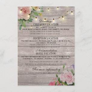 Cartão De Informações Informações sobre Detalhes de Casamento Floral de 