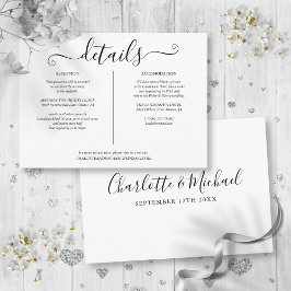 Cartão De Informações Informações sobre Detalhes do Casamento Preto e Br