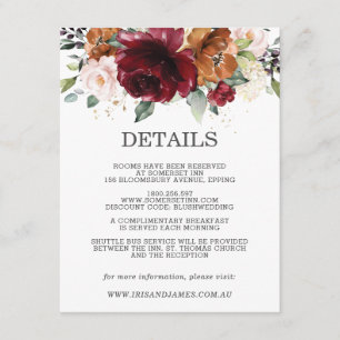 Cartão De Informações Informações sobre o Convidado de Casamento Flora