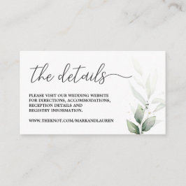 Cartão De Informações Informações sobre o site do Casamento Verde Simple