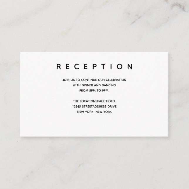 Cartão De Informações Informações sobre Recepção Pequena Branca Preta pa (Frente)